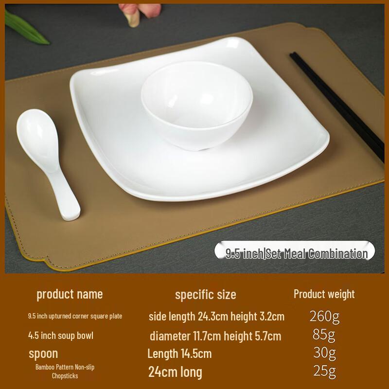 Lijia Fitment Melamine Square Dinner Plates (5-Pack)