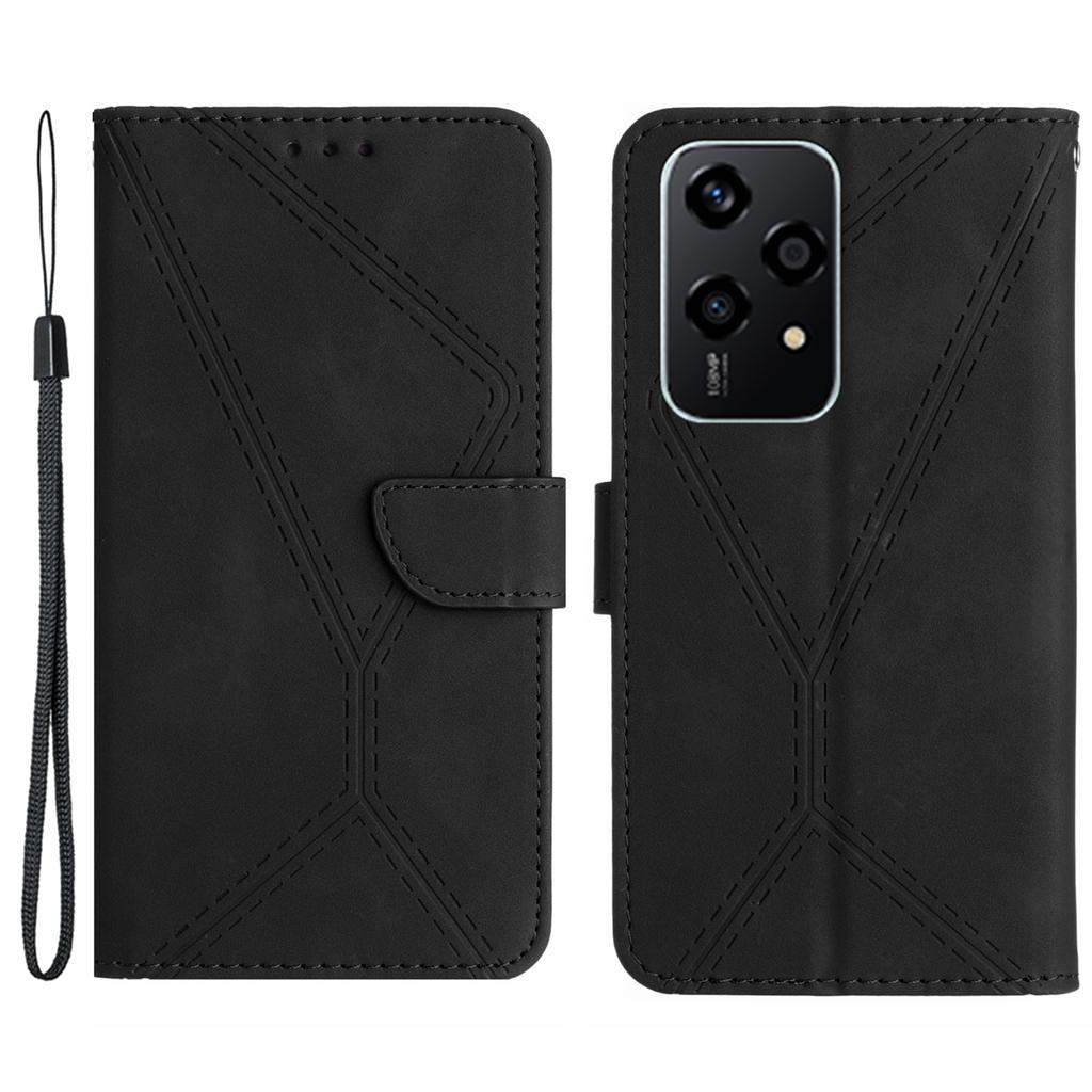 HT05 For Honor 200 Lite Case Lines Imprinted Leather Flip Magnetic Phone Cover