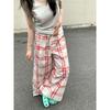 Kumikumi Retro Design Plaid Two-Button Casual Pants Women's Autumn Easiest for Match High Waist Loose Loose Pants