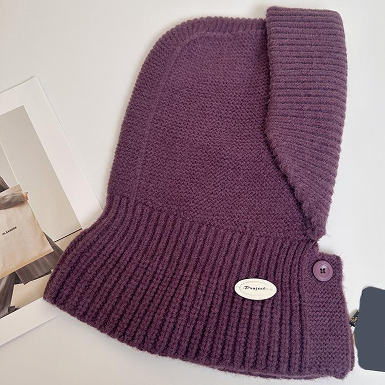 Korean Balaclava Hat Women's Winter Warm Hat Scarf Integrated Couple's Ear Protection Wool Knitted Hat