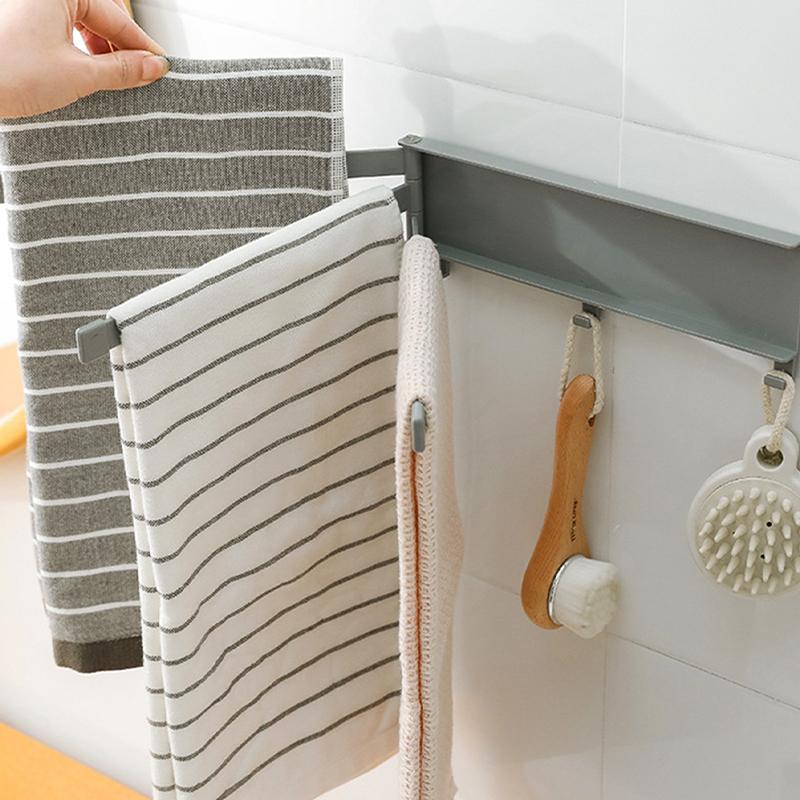 Ścienny Obrotowy Wieszak na Ręczniki, Stojak do Przechowywania w Kuchni, Artykuł Łazienkowy, Wielofunkcyjny, Bez Wiercenia