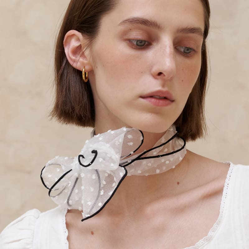 AMONG A DOT ORGANZA RIBBON SCARF [3colors]