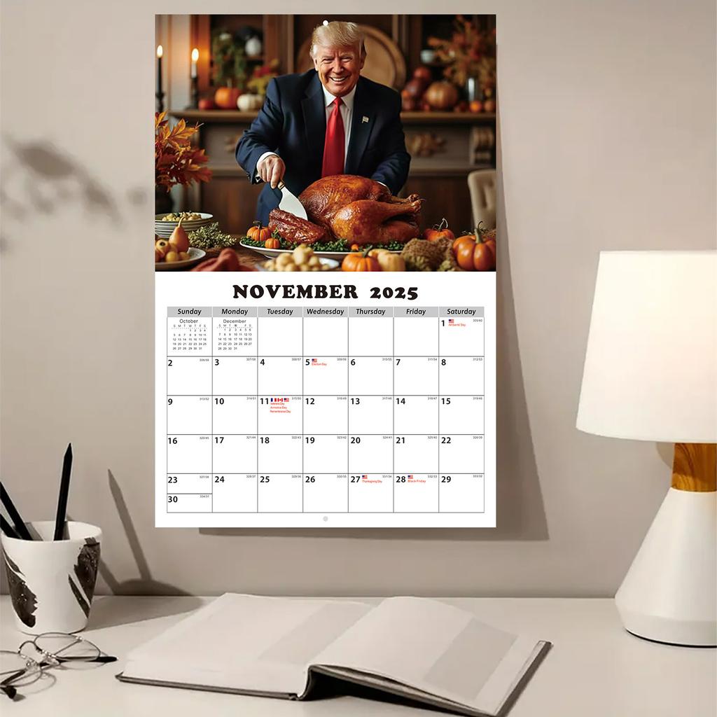 Presidentveggkalender 2025 – Presidentdesign, Månedskalender med fantastiske bilder, Perfekt for MAGA-supportere, Premium glanset finish