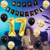 Chaungfu12 Birthday Party Supplies Gold Number 12 Foil Balloon Happy Birthday Banner Kit 12th Birthday Decoration Black Gold Latex Confetti Balloon