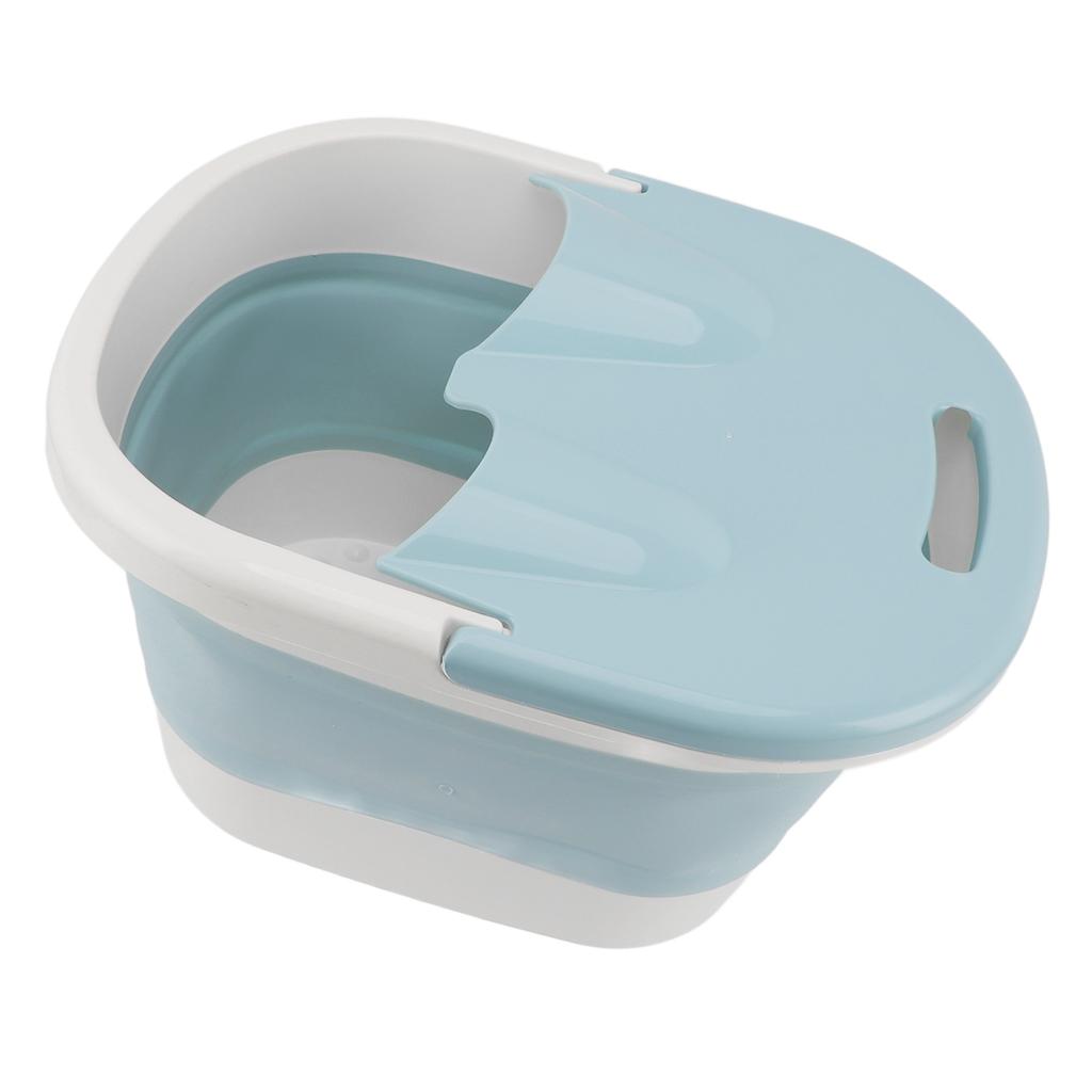 Foot Bath Tub Heightened Collapsible Portable Massage Function with Lid Foot Soaking Bucket for Home Blue