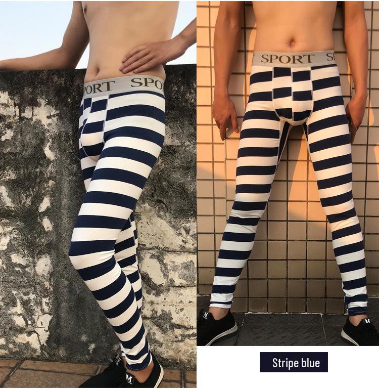 Men's Striped Camouflage Cotton Long Johns - Warm Autumn/Winter Underwear Pants