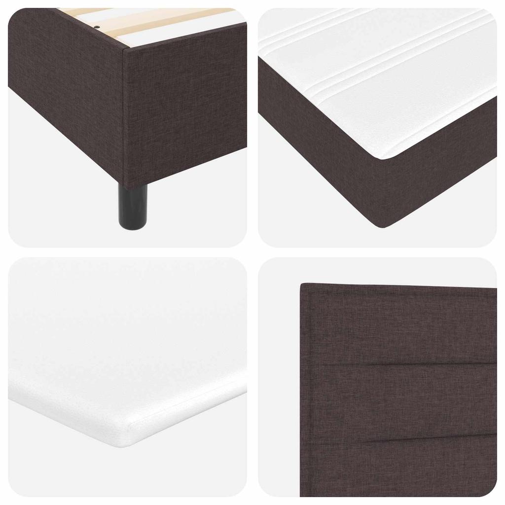 Boxspring Bed with Headboard Dark Brown 90 x 190 cm Fabric