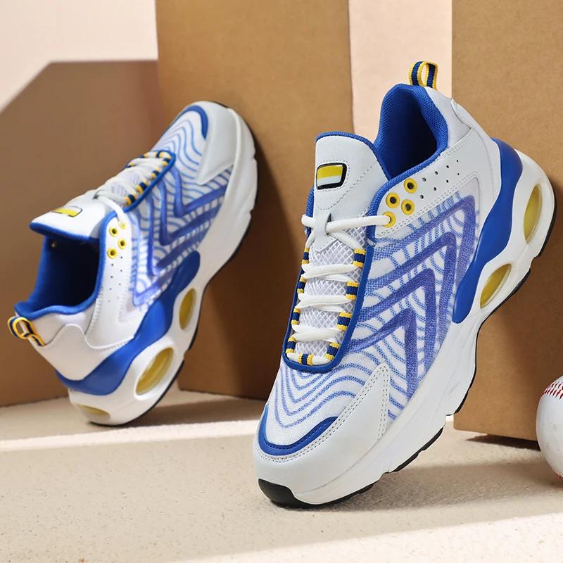 

Массивные кроссовки размера плюс 45 для мужчин на воздушной подушке, кроссовки для бега, модные повседневные кожаные сетчатые дышащие туфли на платформе с увеличенной высотой 39