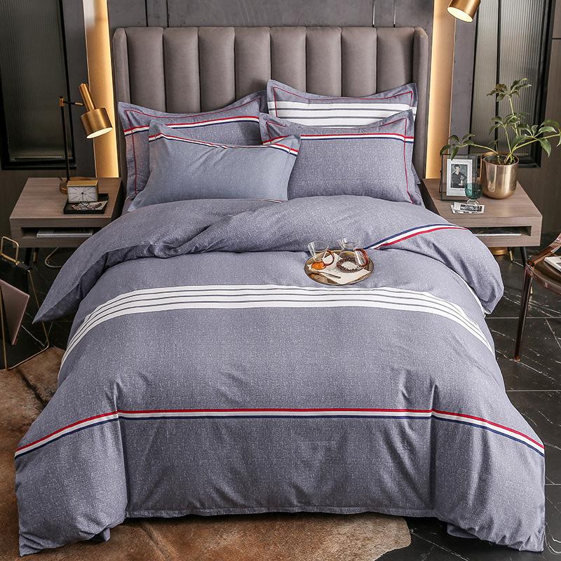 Vierteiliger Bettbezug und Bettbezug aus verdickter, gebürsteter reiner Baumwolle für Herbst und Winter