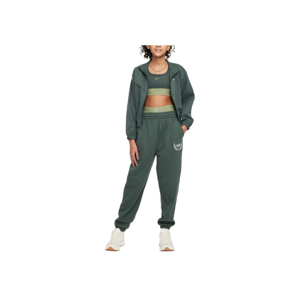 Nike Kids Solid Color Elastic Waist Cuffed Pants Retro Green Kids bottoms FZ5571-338