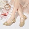 New children's sequined crystal shoes comfortable high heel princess shoes college girls student shoes soft sole four seasons girls shoes