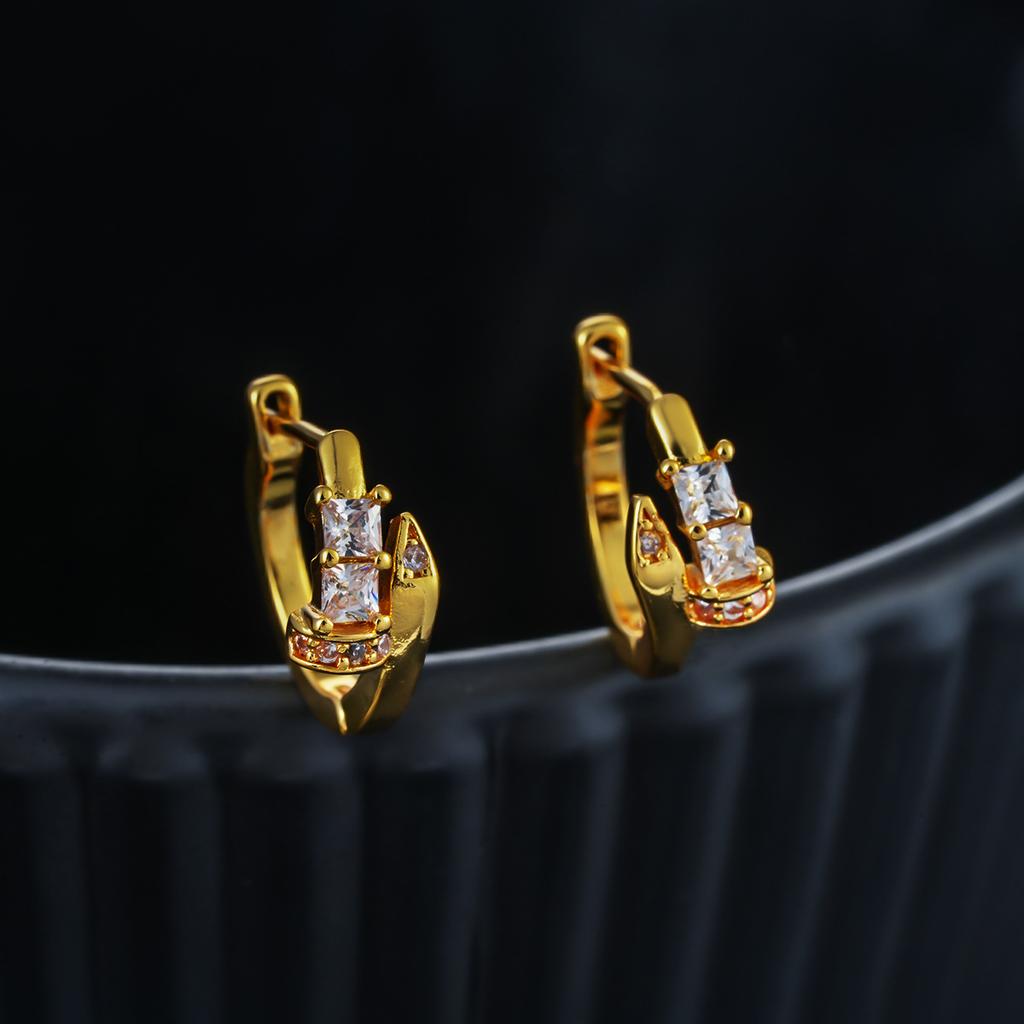Square Zircon Earrings Men's Super Flash Simple and Versatile Earrings Women's Ruffian Handsome Nail Earrings