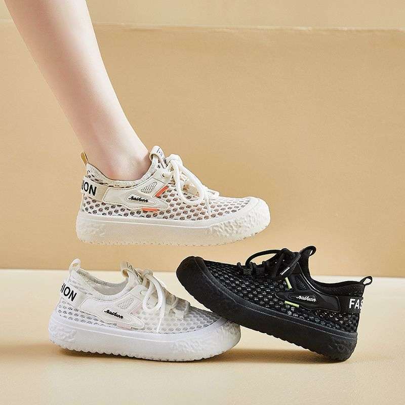 Women's mesh shoes breathable sports leisure flow hollow soft sole mesh shoes board shoes