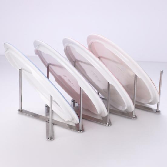 Pot Lid Rack Sturdy Adjustable Stainless Steel Multifunctional Chopping Board Organizer Stand Steaming Rack for Kitchen