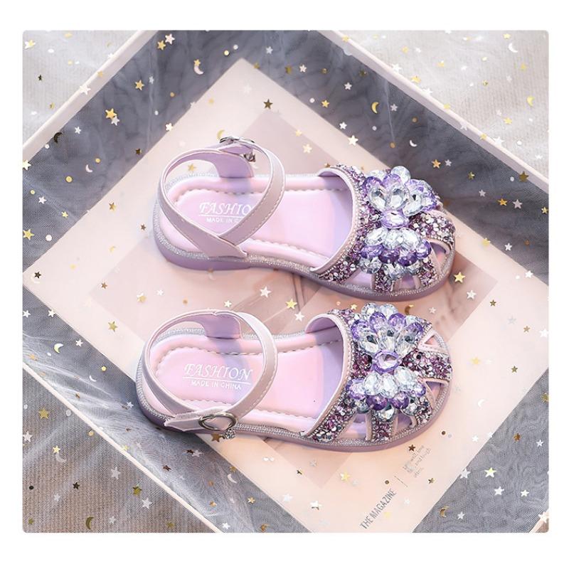Kids Little Girls Princess Closed Toe Soft Sole Rhinestone Summer Sandals