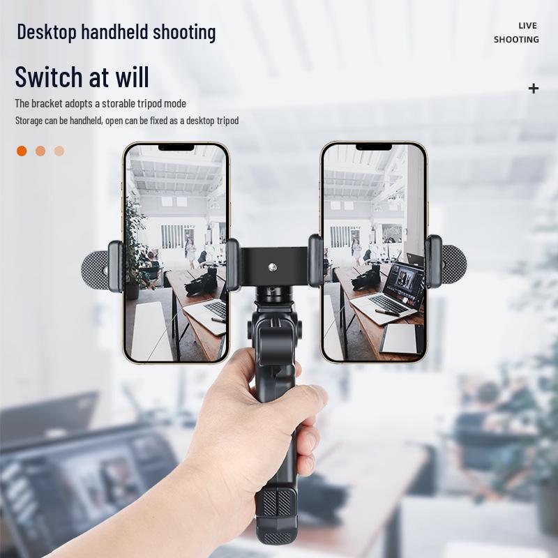 4S Auto Show & Outdoor Photography Tripod: Dual Phone Stand for Live Streaming and Desktop Shooting