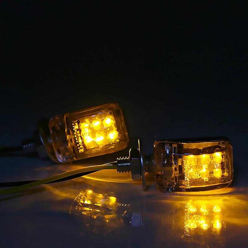 Mini Motorcycle Turn Signal Lights 12V 6LED Blinker Indicator Lamp For Honda For Yamaha For Kawasaki 6mm Motorcycle Turn Signal