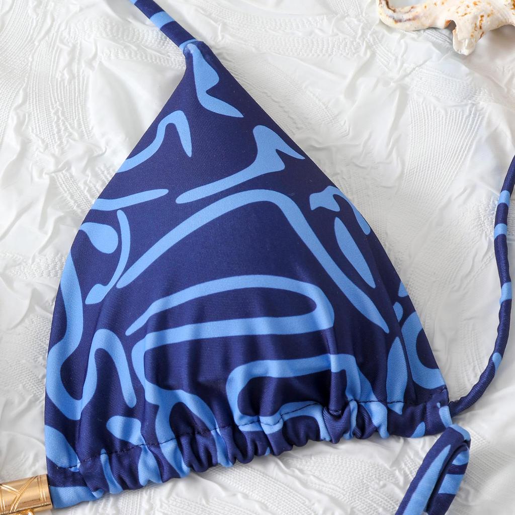 Sexy rückenfreier Träger-Bikini für Damen - Unifarbene europäische & amerikanische Bademode