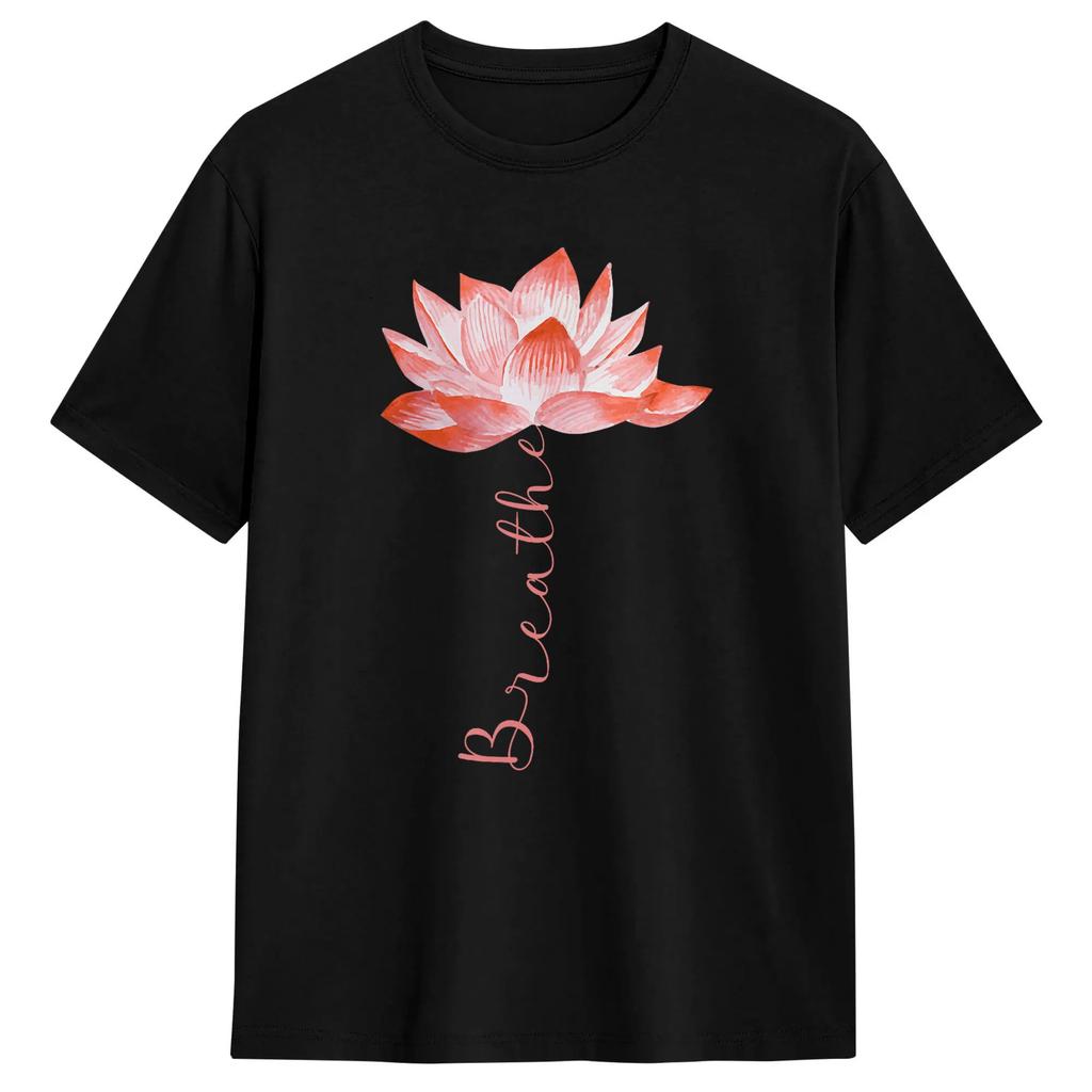 Lotus Flower Balance Energy T Shirt Summer Streetwear Tshirts Pure Cotton Fashion Tee Shirt For Unisexs Design Tees