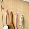 100-10PCS Transparent Stainless Steel Self-Adhesive Hooks Bathroom Towel Clothes Storage Sticker Hooks Key Hangers Storage