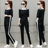 Women 2 Piece Tracksuit Set Color Block Long Sleeve Top Striped Jogger Pants Casual Sports Outfit