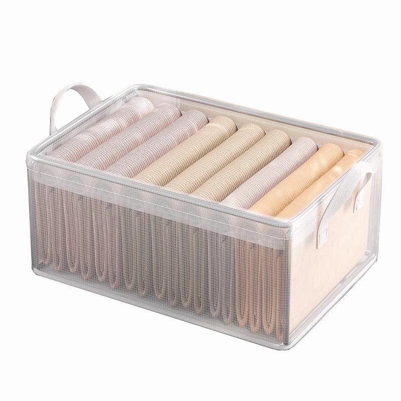 Clear PVC Clothing Organizer: Wardrobe Storage Box for Clothes, Pants, Lingerie, Underwear, and Socks.