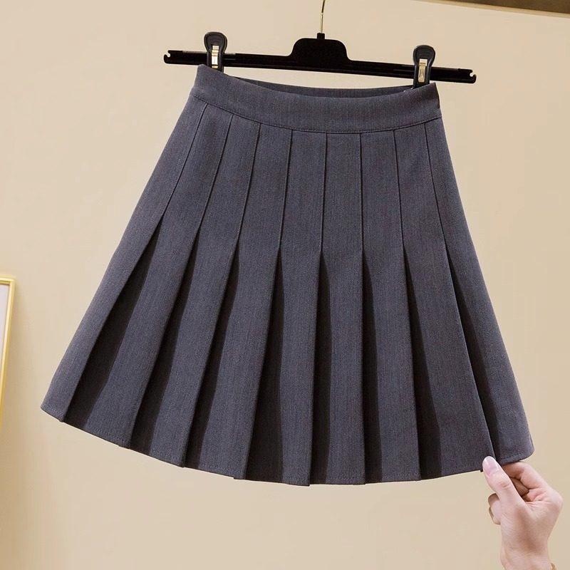 Women's High-Waisted Woolen Pleated A-Line Skirt - Slimming Autumn/Winter Academy Style