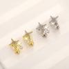 Shimmering Zircon Star Ear Clips Women Cuff Earrings Easy to Wear Copper Texture Suitable for Daily Wear and Parties