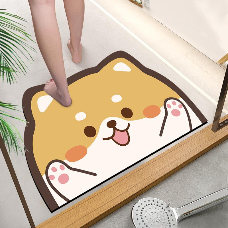 Soft Diatom Mud Toilet Toilet Door Panda Floor Mat Bathroom Moisture-wicking Slip-resistant Foot Mat Entry Door Mat Cartoon