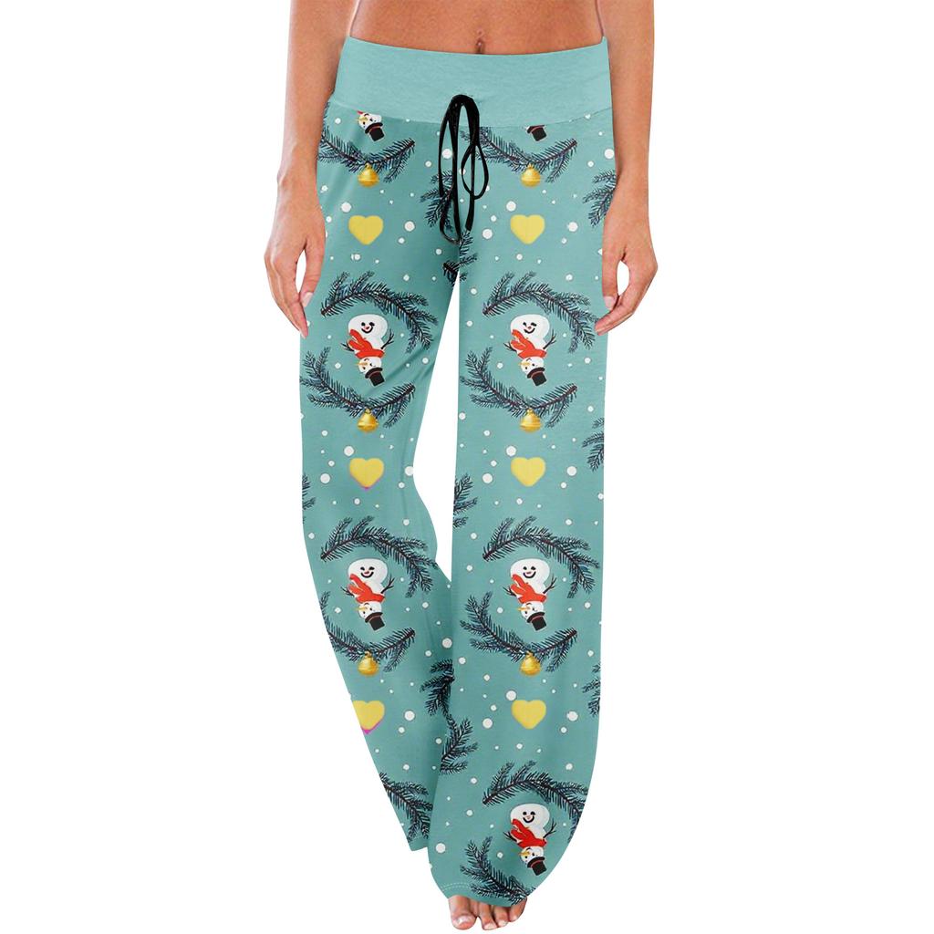 Pajama Pants Sleepwear Casual Drawstring Elastic Waist Pants Comfy Straight Yoga Loose Trousers