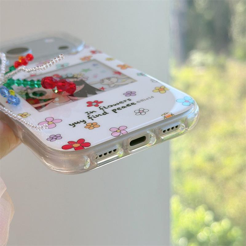 High-End Cartoon Flowers Frame iPhone Case for Girls - Compatible with iPhone 17, 16 Pro Max, 15, 14