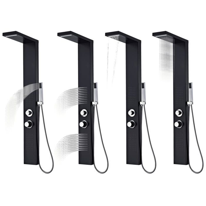 VidaXL Système de panneau de douche Aluminium Mat Noir