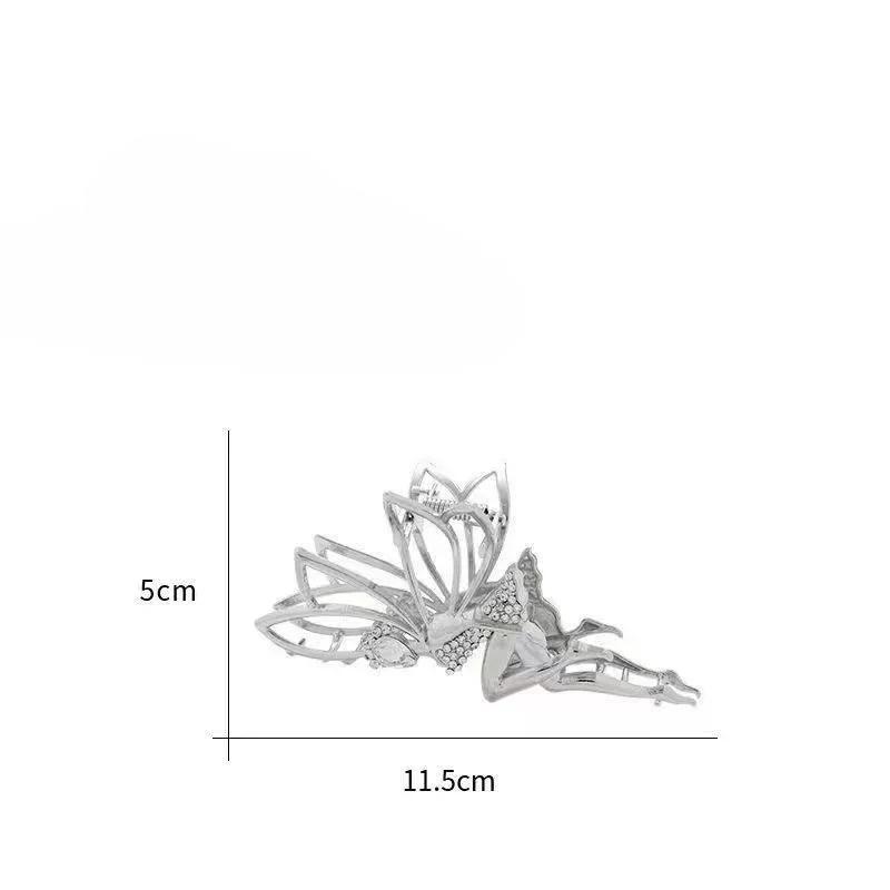 Metal Hair Claw Clip for Shiny Rhinestone Crystal Little Angel Headwear Hairpin Girl Ponytail Claws Clips Elf Hairs Accessories