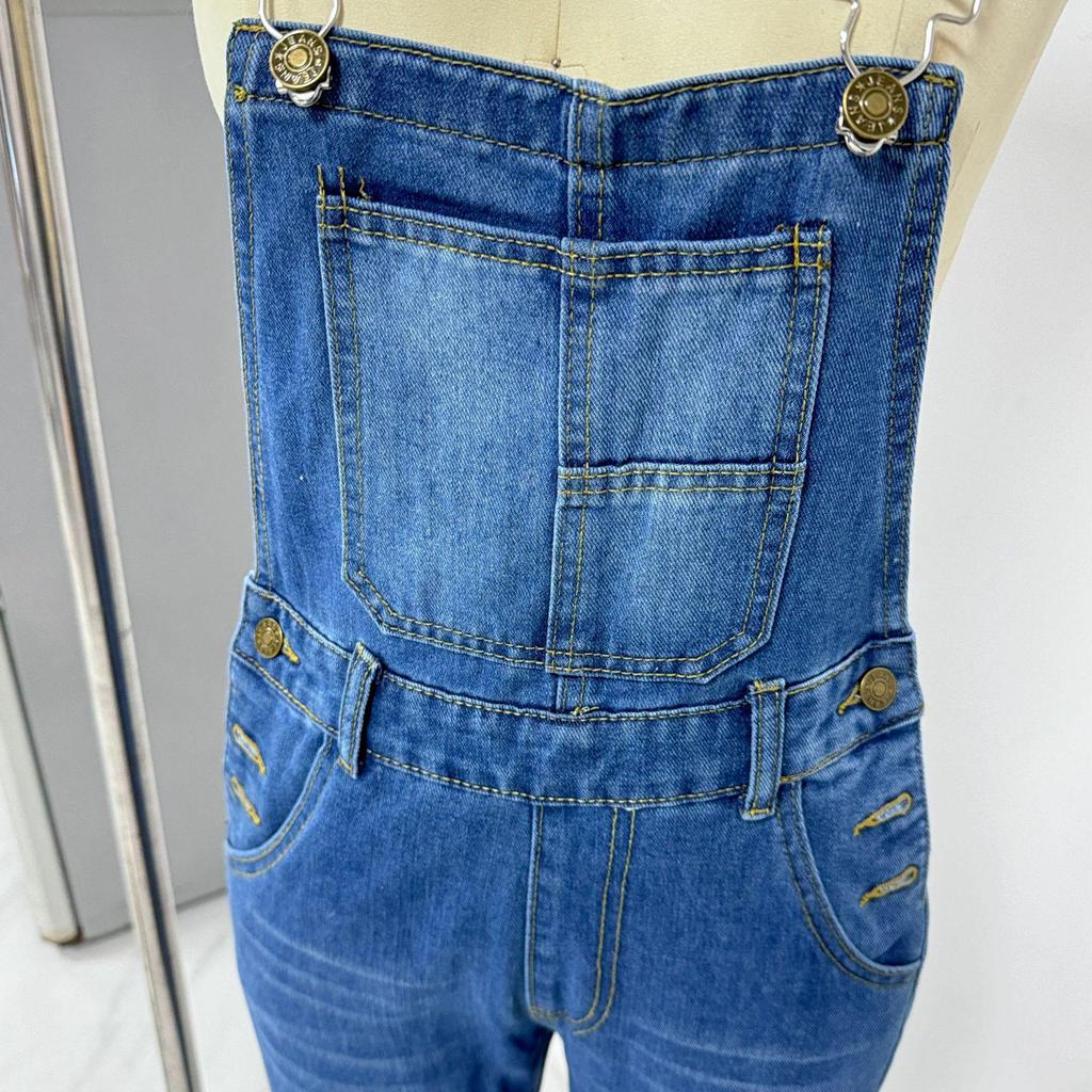 European & American Retro Washed Loose Straight-Leg Denim Overalls