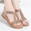 fashion Women Crystal Chunky Platform Sandals 2024 Summer Design Sandals  Ankle Strap Thick Bottom Low-heeled Elegant Fashion Flat Shoes