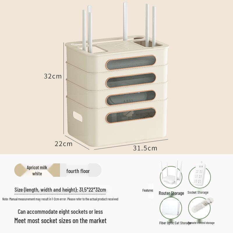 Golden Cat WiFi Router Storage Box and TV Set-Top Shelf with Wire Organizer