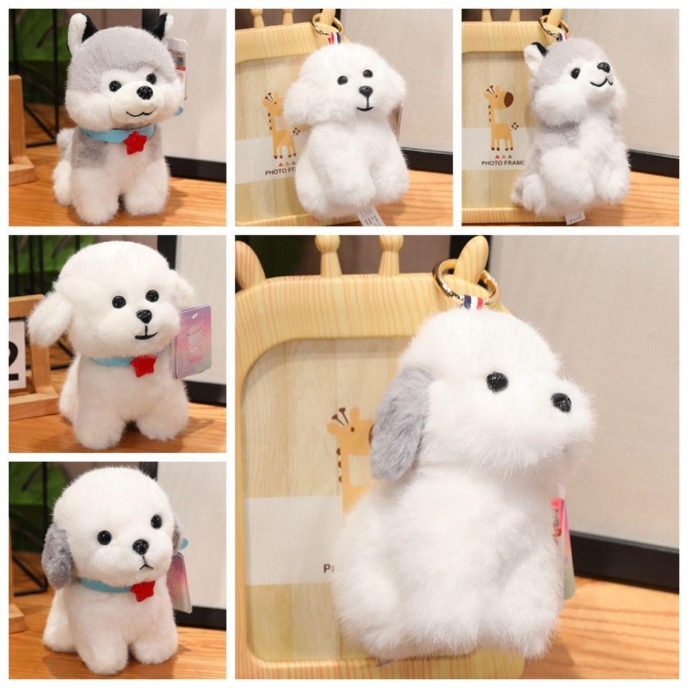 Realistic Husky Dog  Doll Pendants PP Cotton Simulation Dog Poodle Stuffed Doll  Kids Gifts