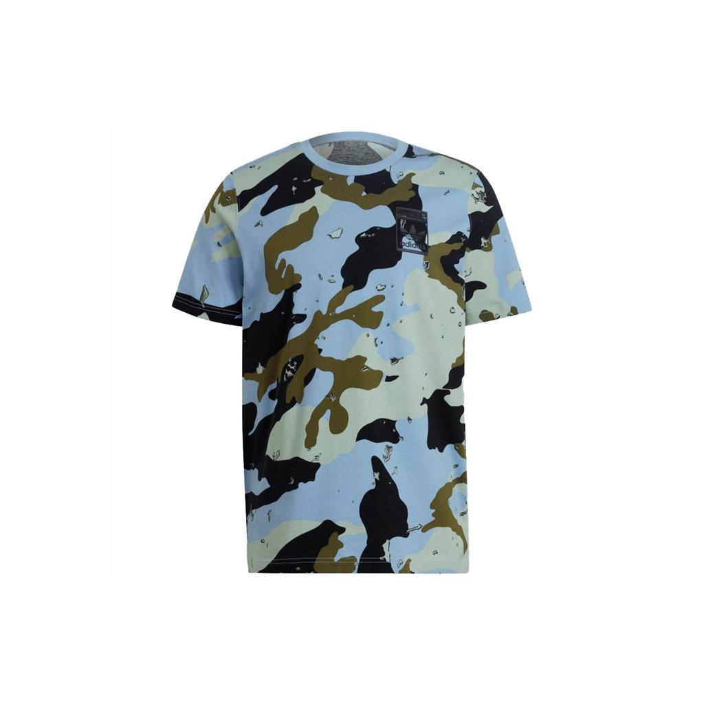Adidas Originals Camo Aop Tee Casual Sport Round Neck Short Sleeve T-Shirt Men Tops Blue H13494