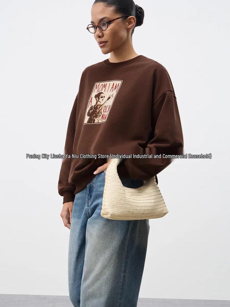 European-American Style Trendy Round Neck Hip Hop Hoodie: Autumn-Winter Edition with Unique Design and Thickened Fabric