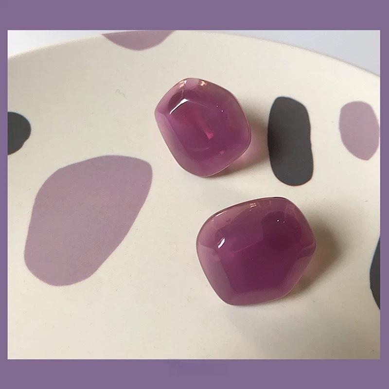 

Grape purple cute jelly transparent earrings dopamine purple sweet stud earrings women s new temperament ear jewelry