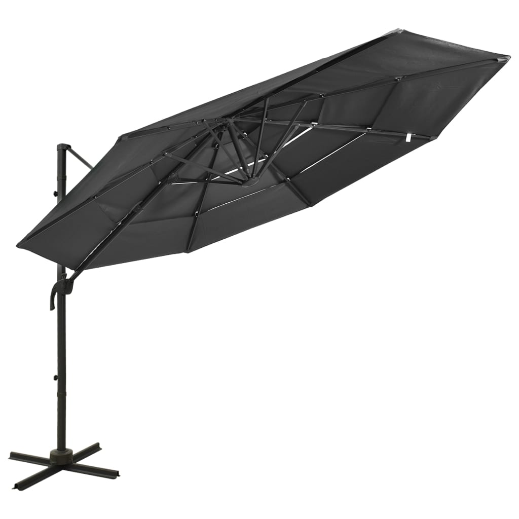 vidaXL Sonnenschirm mit Aluminium-Mast 4-lagig Anthrazit 3x3 m dunkelgraue