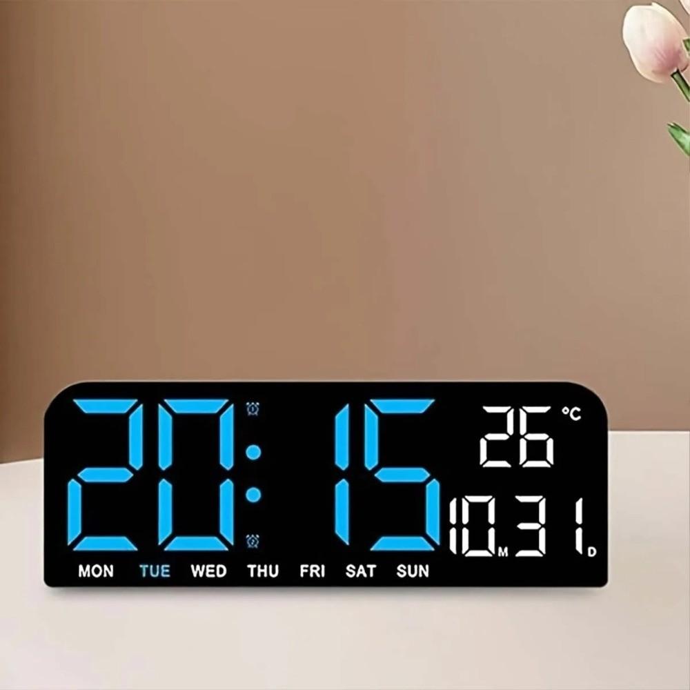 12/24H Format Large Digital Clock Date Week Alarm Clock Electronic Dual Alarms  Bedside Table