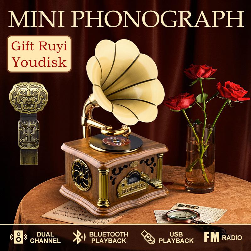 Maillard Style Retro Mini Phonograph Retro Bluetooth Speaker, Furniture Decoration Popular High-Power Speaker