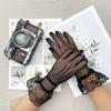 Elegant Women Ultra-Thin Summer Driving Cycling White Black Sunscreen Gloves Female Anti-UV Elasticity Lace Mesh Gloves