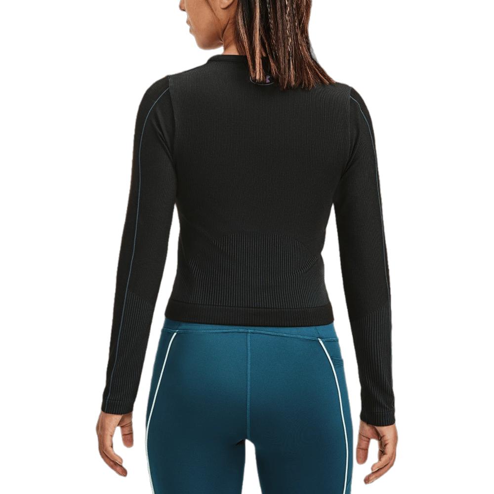 Under Armour Solid Color Casual Logo Print Crew Neck Long Sleeve T-Shirt Women Tops Black 1373930-001