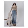 Retro Narrow Wide-leg Jeans Women's Warm Thickened High-waisted Loose Pear-shaped Straight Tube Velvet Mopping Trousers Children