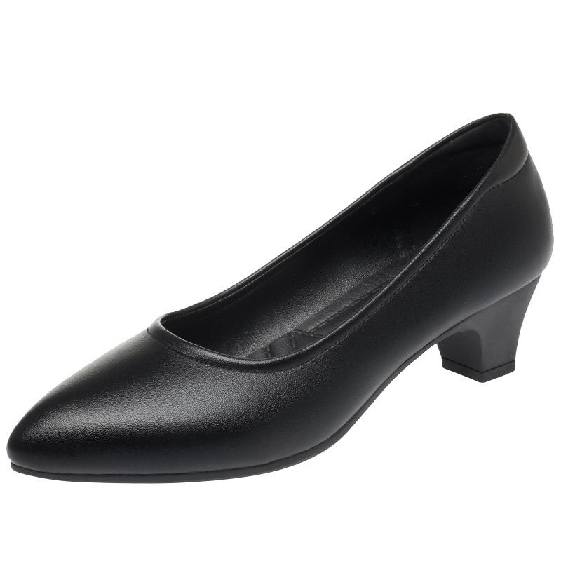 Black Work Shoes, Women's Soft Soles Are Comfortable To Work,  Soft Soles, Pointed Single Shoes, Career Interview Women