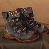 Outdoor casual jacquard women's shoes splicing short Martin boots ankle super comfortable flat women's boots
