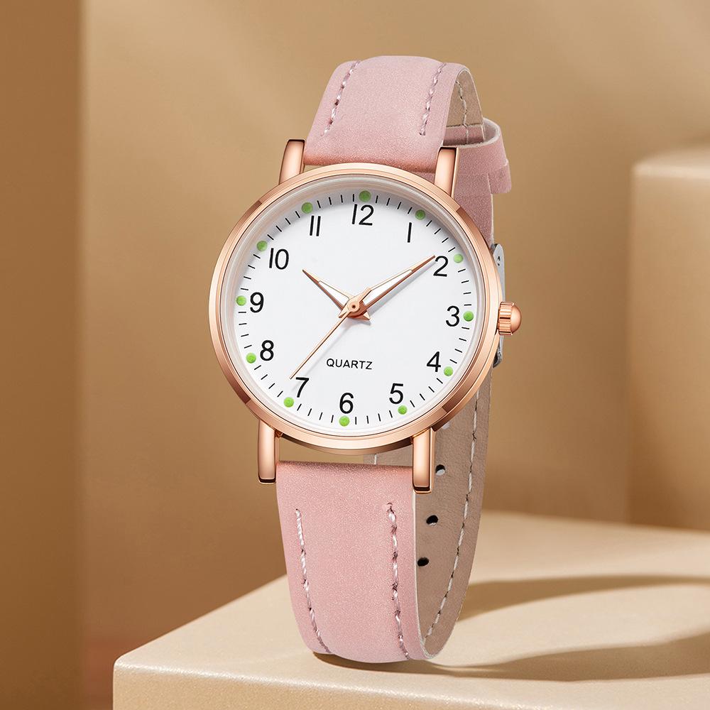 1/2/3/4pcs Fashion Arabic Dial Women Quartz Watch Casual Leather Strap Wristwatch for Girls Friendship Clock Gifts (Without Box)