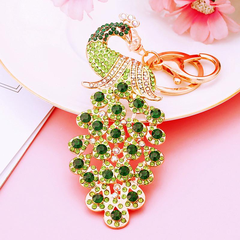 

Павлин Стразы Потрясающий Брелок для Ключей Автомобиля Очаровательное Украшение для Сумки Идеально Подходит для Особых Случаев Green